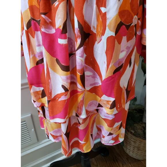 Forever 21 Fit & Flare Dress Women 0X Multi Pleated Off the Shoulder Bell Sleeve - Picture 14 of 16